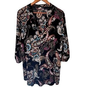 NorthStyle Lightweight Stretchy Dress Black with Floral Print Women's Size Lg‎